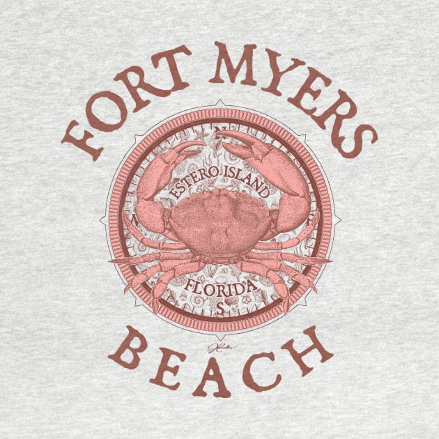 Fort Myers Beach, Florida, with Stone Crab on Wind Rose by jcombs